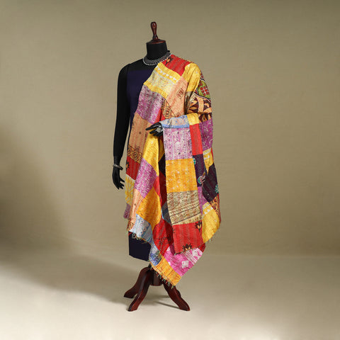 Multicolor - patchwork reversible silk bengal kantha work