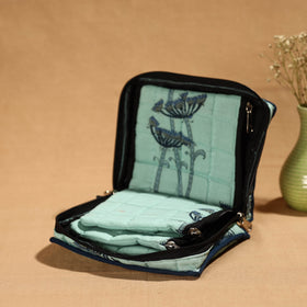 Green Handmade Cotton Jewelry Bag - 4 Pockets | iTokri