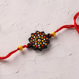 Mandala Art Handpainted Wooden Rakhi 17