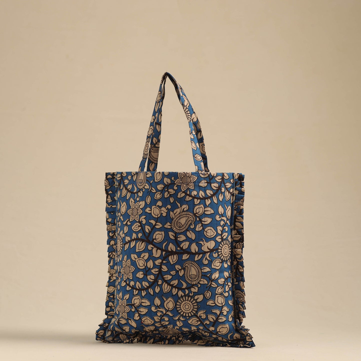 Blue - Handcrafted Cotton Frill Jhola Bag 46