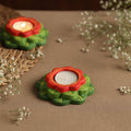  Flower - Handpainted Clay Candle Holders (Set of 2) Online in India l iTokri.com 