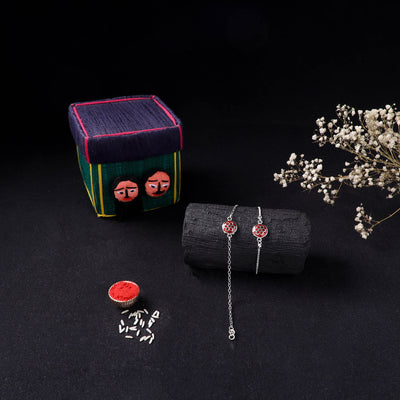 Handcrafted Meenakari Bhaiya Bhabhi Rakhi Set with Coir Box 163