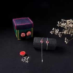 Handcrafted Meenakari Bhaiya Bhabhi Rakhi Set with Coir Box 163