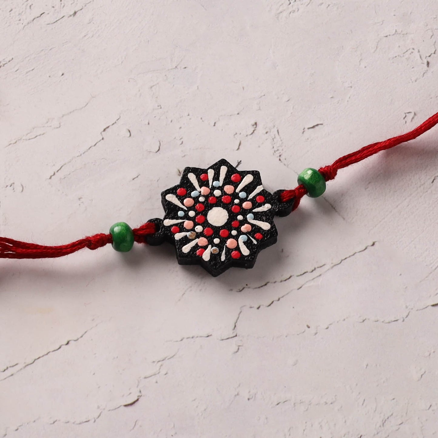 Mandala Art Handpainted Wooden Rakhi 19