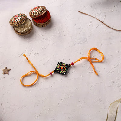 Mandala Art Handpainted Wooden Rakhi 20