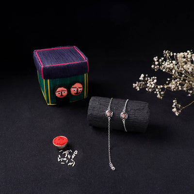 Handcrafted Meenakari Bhaiya Bhabhi Rakhi Set with Coir Box 164