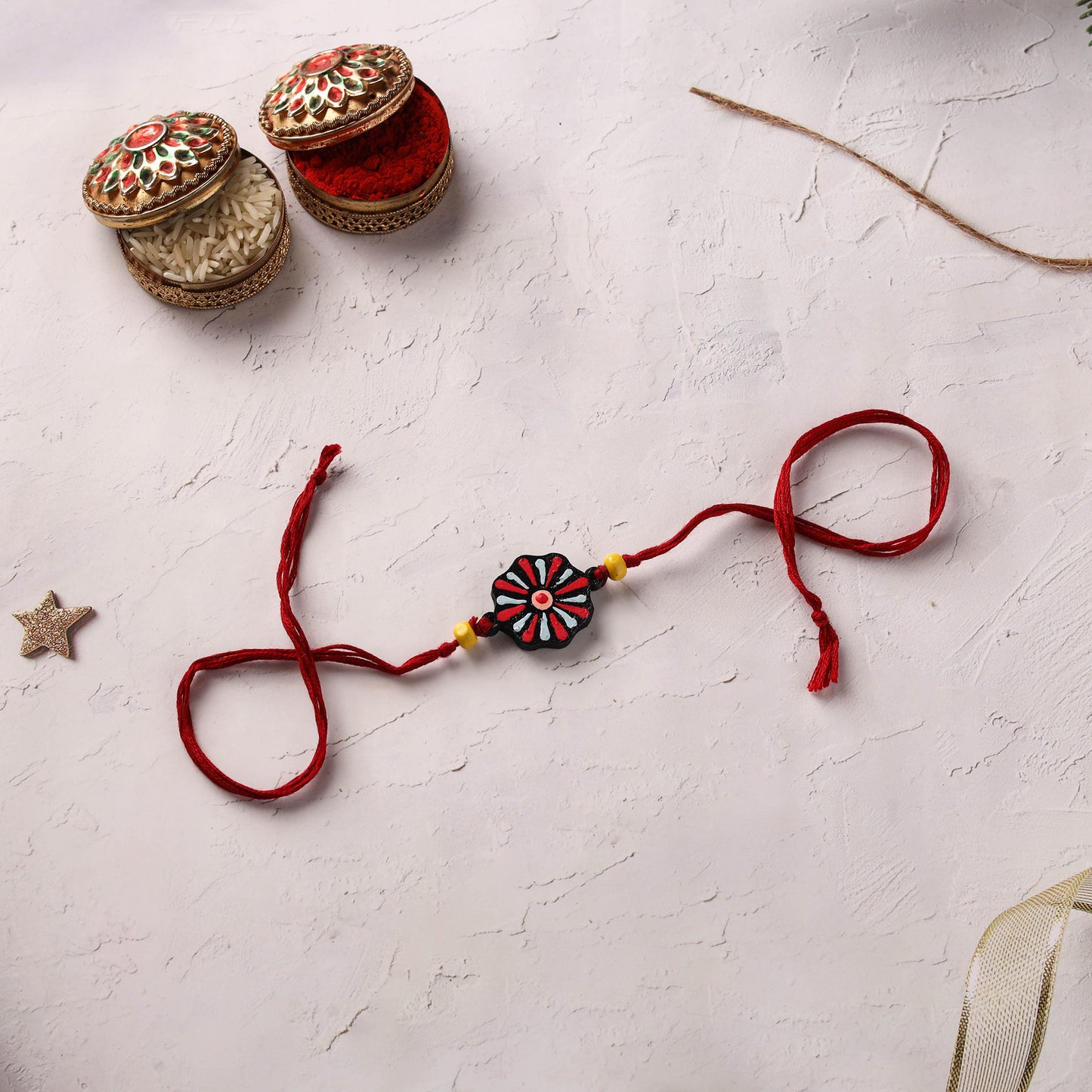 Mandala Art Handpainted Wooden Rakhi 21