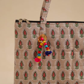  Beige Handcrafted Quilted Cotton Hand Bag