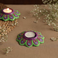  Flower - Handpainted Clay Candle Holders (Set of 2) Online in India l iTokri.com 