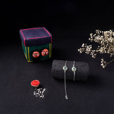 Handcrafted Meenakari Bhaiya Bhabhi Rakhi Set with Coir Box 165