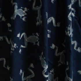 Bindaas Hand Block Art Print Natural Dyed Cotton Fabric - Jumping Frog