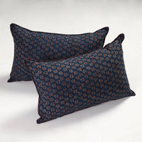 Set of 2 - Ajrakh Block Printed Cotton Pillow Covers (26 x 17 in)