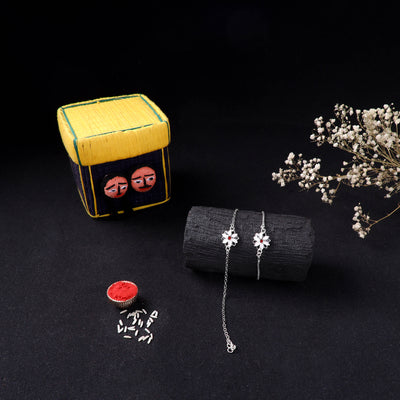 Handcrafted Meenakari Bhaiya Bhabhi Rakhi Set with Coir Box 166