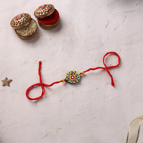 Mandala Art Handpainted Wooden Rakhi 24