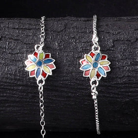 Handcrafted Meenakari Bhaiya Bhabhi Rakhi Set with Coir Box 167