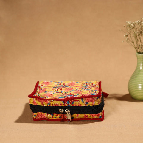 Yellow Handmade Cotton Jewelry Bag - 4 Pockets | iTokri