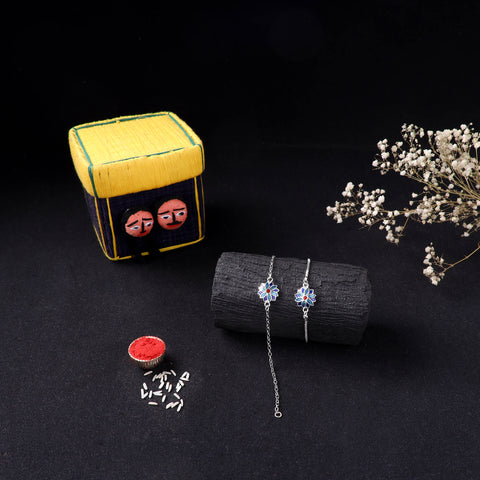 Handcrafted Meenakari Bhaiya Bhabhi Rakhi Set with Coir Box 168