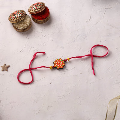 Mandala Art Handpainted Wooden Rakhi 25