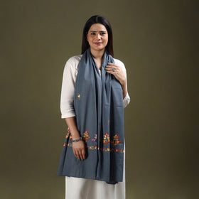 Buy Grey Cotton Kashida Embroidery Stole