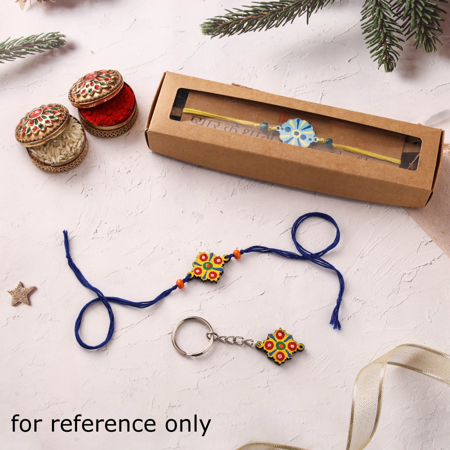 Mandala Art Handpainted Wooden Rakhi 11
