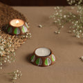  Hexagon - Handpainted Clay Candle Holders (Set of 2) Online in India l iTokri.com 