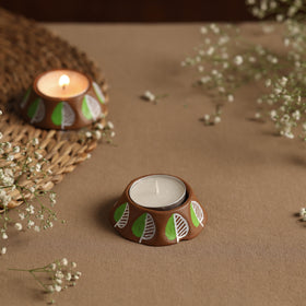 Hexagon - Handpainted Clay Candle Holders (Set of 2) Online in India l iTokri.com 