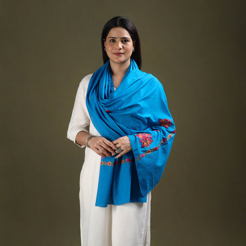 Buy Blue Cotton Kashida Embroidery Stole