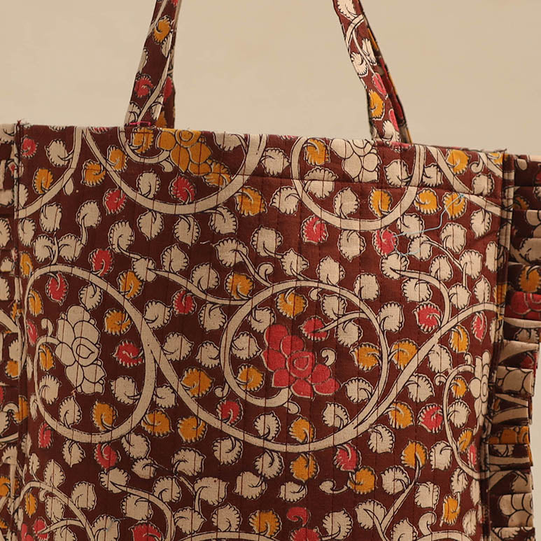 Brown - Handcrafted Cotton Frill Jhola Bag 61