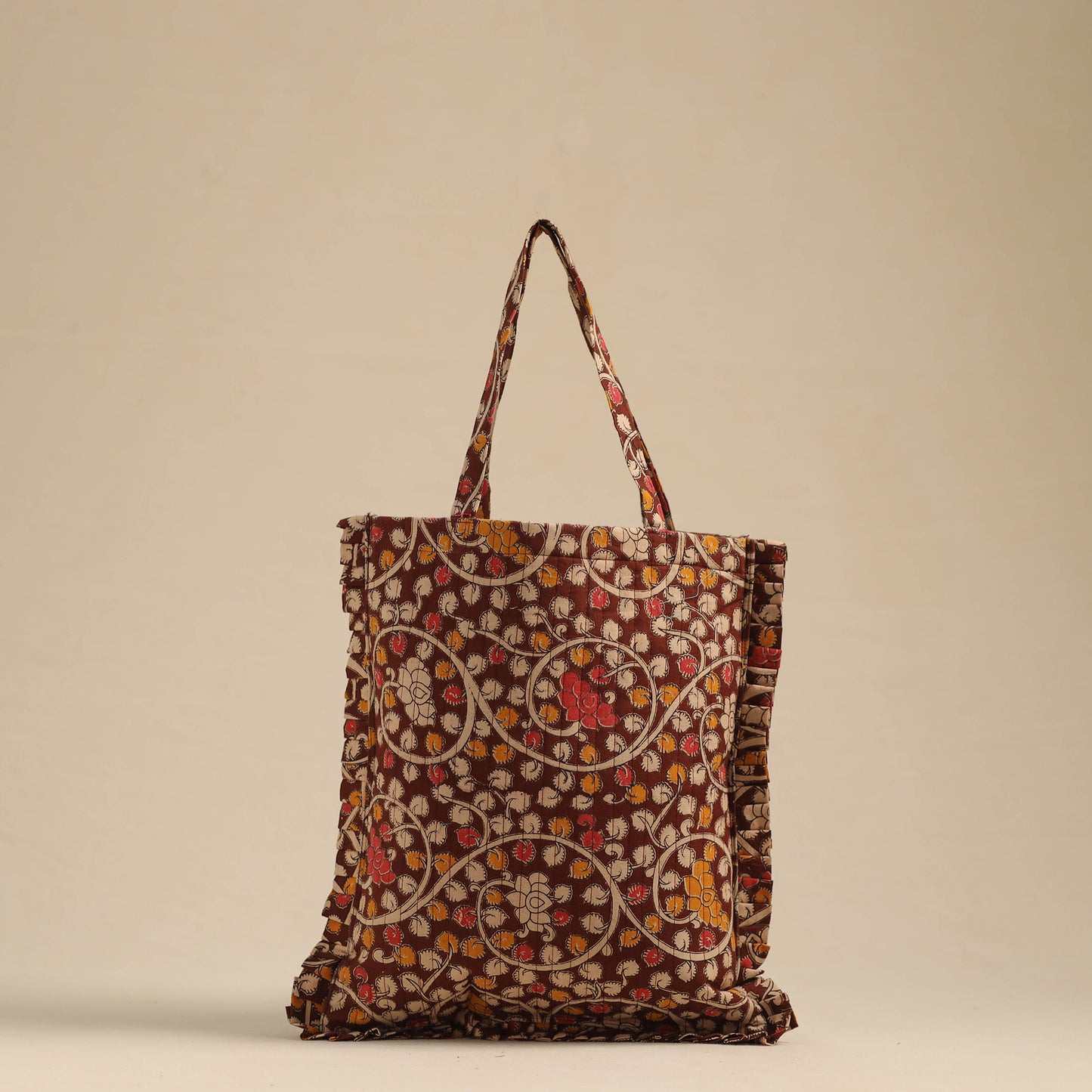 Brown - Handcrafted Cotton Frill Jhola Bag 61