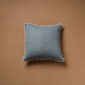 Running Stitch Plain Cushion Cover with Pom Pom (16 x 16 in) 01
