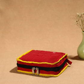 Red Handmade Cotton Jewelry Bag - 4 Pockets | iTokri