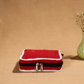 Red Handmade Cotton Jewelry Bag - 4 Pockets | iTokri