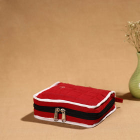 Red Handmade Cotton Jewelry Bag - 4 Pockets | iTokri