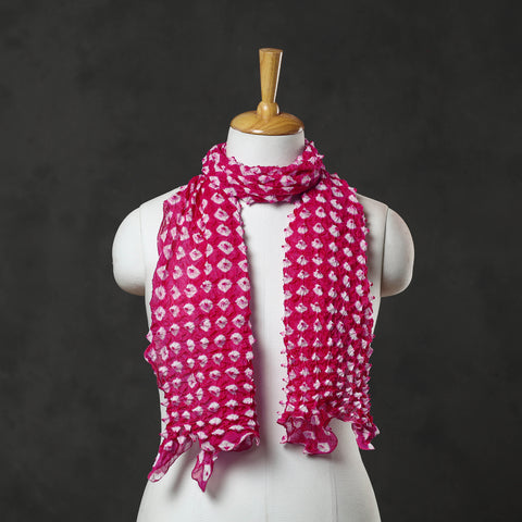 Pink - Kutch Tie-Dye Cotton Bandhani Stole 13