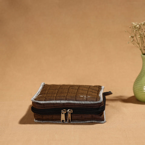 Brown Handmade Cotton Jewelry Bag - 4 Pockets | iTokri