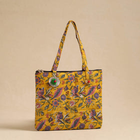  Yellow Handcrafted Quilted Cotton Hand Bag