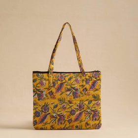  Yellow Handcrafted Quilted Cotton Hand Bag