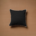 Running Stitch Plain Cushion Cover with Pom Pom (16 x 16 in) 04