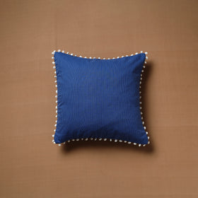 Running Stitch Plain Cushion Cover with Pom Pom (16 x 16 in) 05