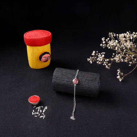 Handcrafted Meenakari Rakhi for Brother with Coir Box 178