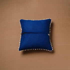 Running Stitch Plain Cushion Cover with Pom Pom (16 x 16 in) 05