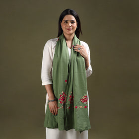 Buy Green Cotton Kashida Embroidery Stole