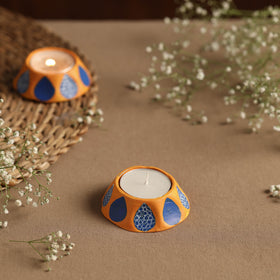  Hexagon - Handpainted Clay Candle Holders (Set of 2) Online in India l iTokri.com 