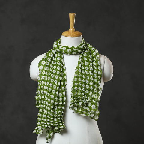 Green - Kutch Tie-Dye Cotton Bandhani Stole 25