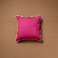 Running Stitch Plain Cushion Cover with Pom Pom (16 x 16 in) 06