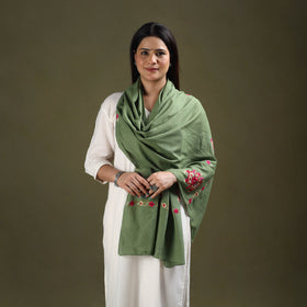 Buy Green Cotton Kashida Embroidery Stole