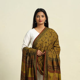 Brown - Natural Dye Mul Cotton Bagh Print Dupatta