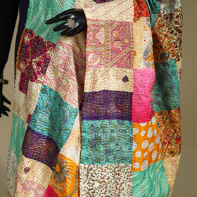 Multicolor - patchwork reversible silk bengal kantha work