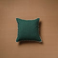 Running Stitch Plain Cushion Cover with Pom Pom (16 x 16 in) 08