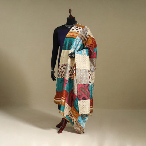 Multicolor - patchwork reversible silk bengal kantha work